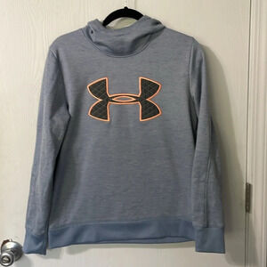 Under Armour Cold Gear Loose hooded sweatshirt blue/purple with logo size medium